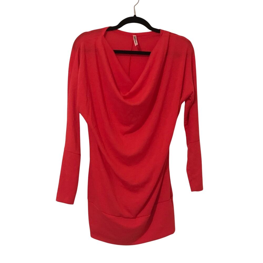 ❤️ 3/$25 Leggings Queen Coral Red Dolman Sleeve Cowl Neck Tunic | XL